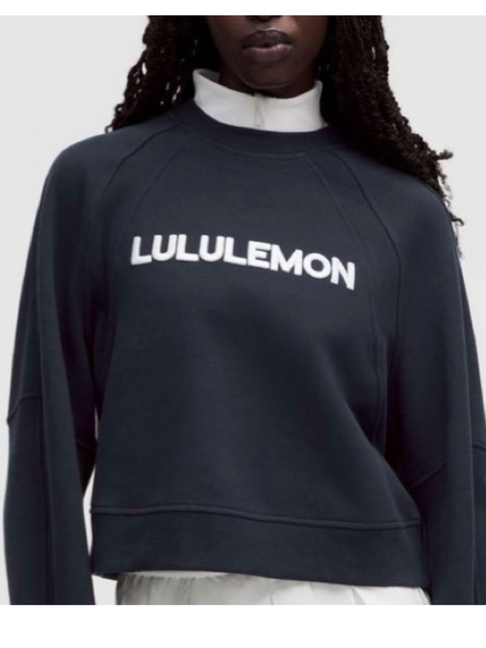 lululemon athletica scuba Navy Logo Cropped Scuba Sweatshirt size 6